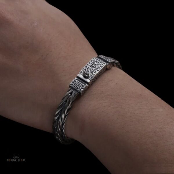 Bracelet viking le Jarl en argent 925, cadeau homme, femme fêtes
