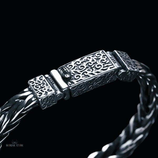Bracelet viking le Jarl en argent, entrelacs et noeuds nordiques, cadeau