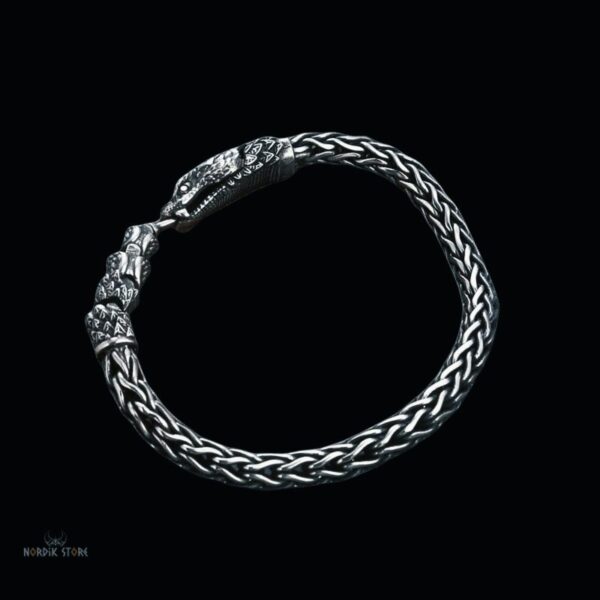Bracelet viking serpent Jormungand en argent 925, cadeau homme femme fêtes