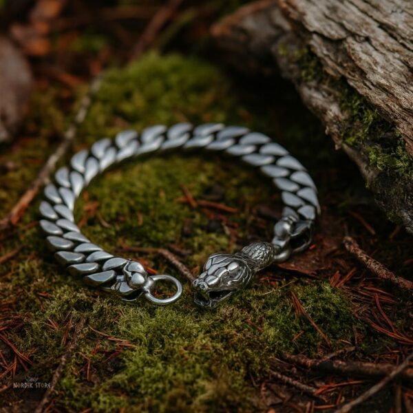 bracelet Viking Serpent de Midgard argent, cadeau homme