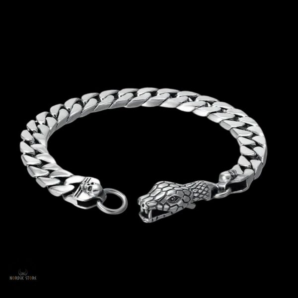 bracelet Viking Serpent de Midgard argent, cadeau homme et ados
