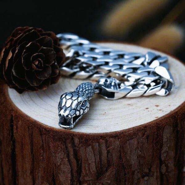 Bracelet viking serpent de Midgard Jormungand argent sterling 925