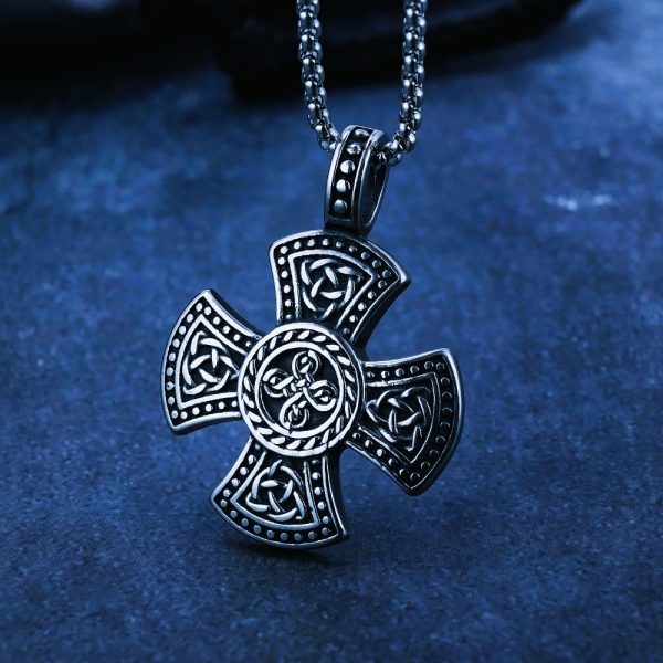 Collier croix celtique en acier inoxydable
