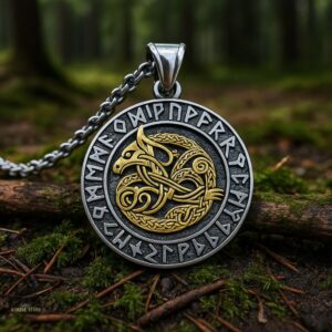 collier viking fureur de Dragon Nidhogg en acier or, cadeau homme et ados