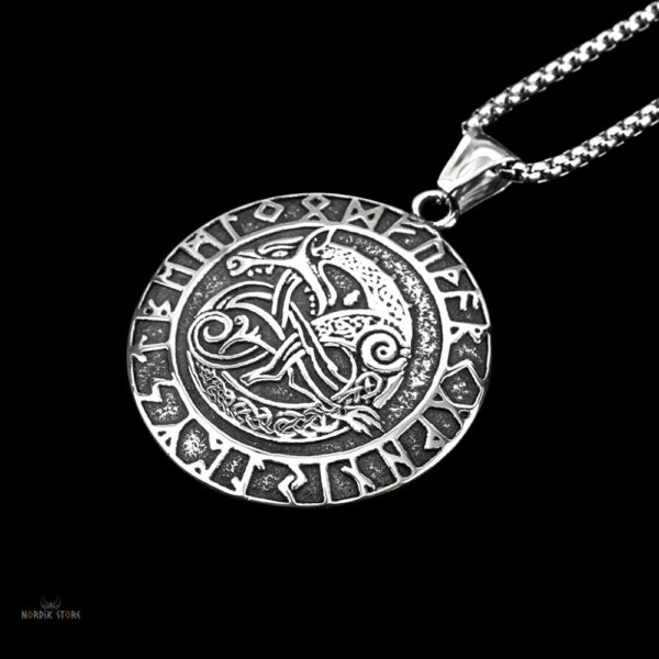 collier viking fureur de Dragon en acier argent, cadeau
