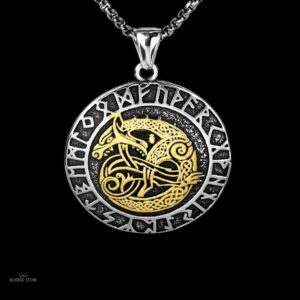 collier viking fureur de Dragon en acier or, cadeau homme et ados