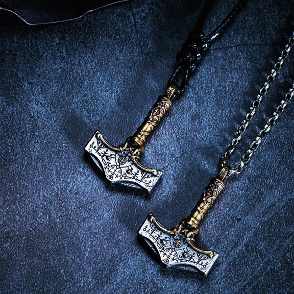 Colliers nordiques des rois vikings avec chaîne en argent ou en corde de cuir