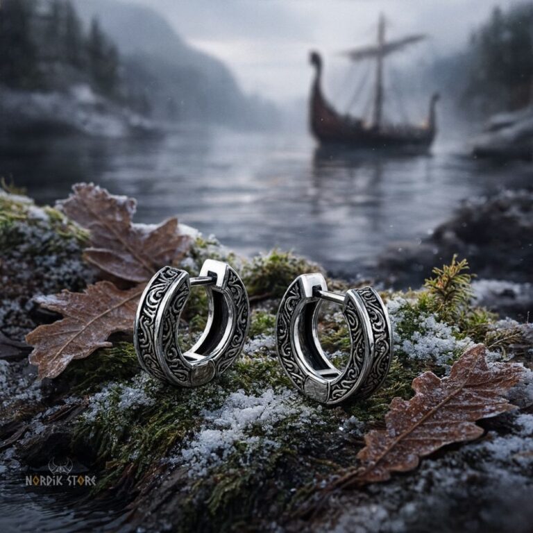 boucles d'oreilles vikings de la déesse Rán en argent, cadeau homme et femme