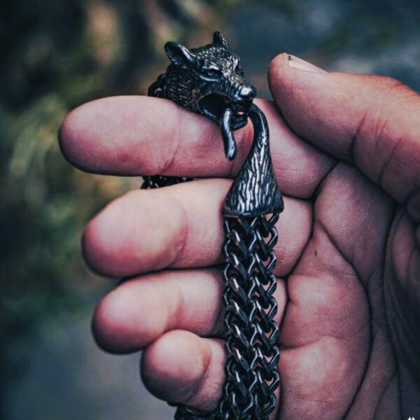 Bracelet nordique viking esprit loup Fenrir, cadeau pour homme