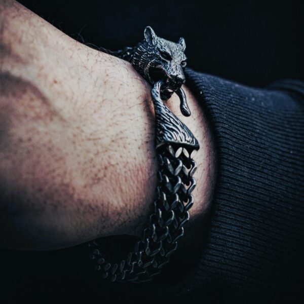 Bracelet viking esprit loup Fenrir, cadeau pour homme