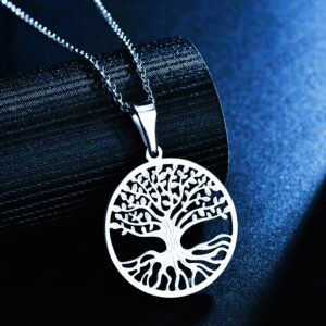 Collier viking arbre de vie sacré Yggdrasil argenté