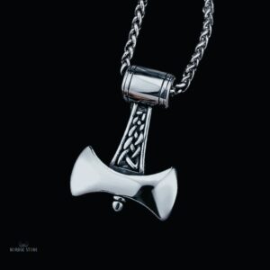 Collier viking le marteau magique de Thor en acier argent, cadeau