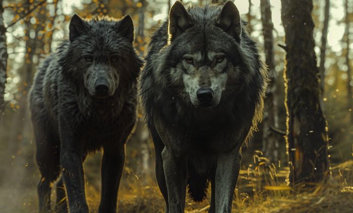 Loups mythes nordiques Geri et Freki