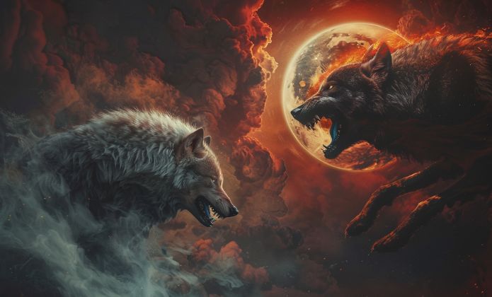 Loups mythologie nordique Sköll et Hati