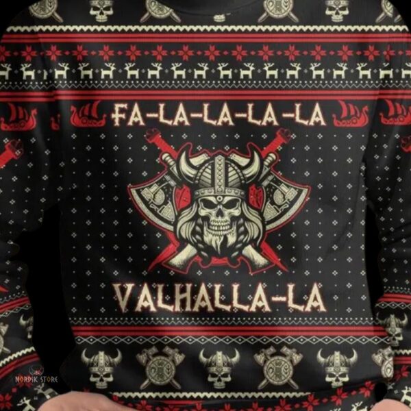 Pull sweat viking Valhalla en polyester, cadeau homme ou femme pour fêtes