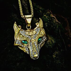 Amulette collier viking royal loup Fenrir