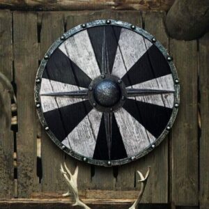 Bouclier viking Ragnar en acier et bois, cadeau décoration maison pour homme et fêtes