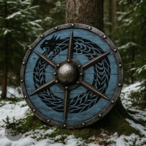 bouclier viking serpent Jormungand, cadeau art viking de décoration , noël