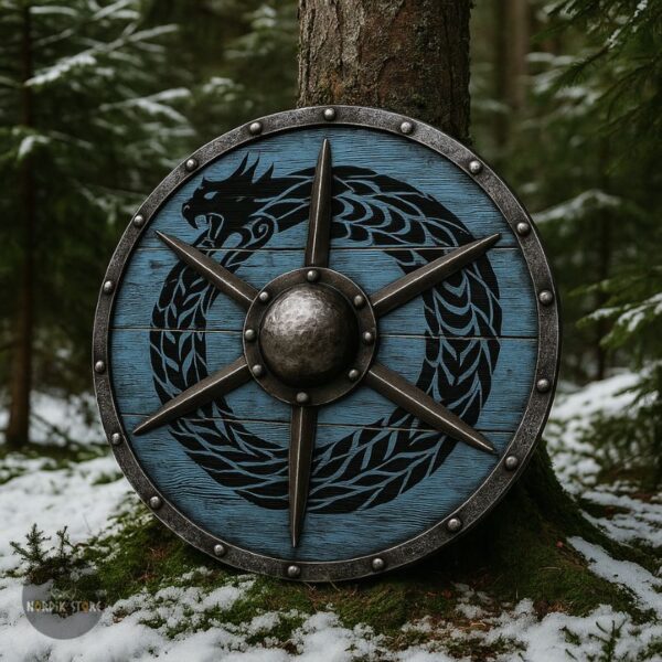 bouclier viking serpent Jormungand, cadeau art viking de décoration , noël