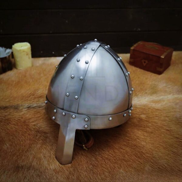 Casque viking Normand en acier et cuir, cadeau arme réplique décoration