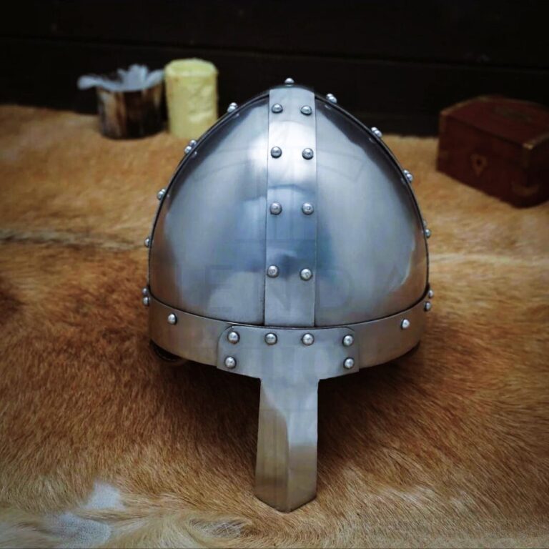 Casque viking Normand en acier et cuir, cadeau arme réplique décoration homme