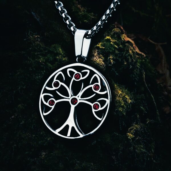Collier nordique arbre de vie celtique en acier argent