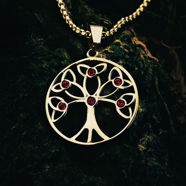 Collier nordique arbre de vie celtique en acier or