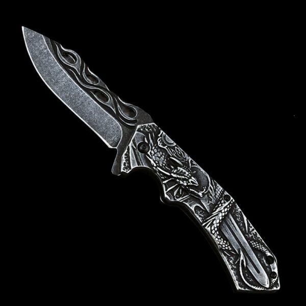 Couteau viking dragon pliable en acier inoxydable, cadeau accessoires camping homme et femme