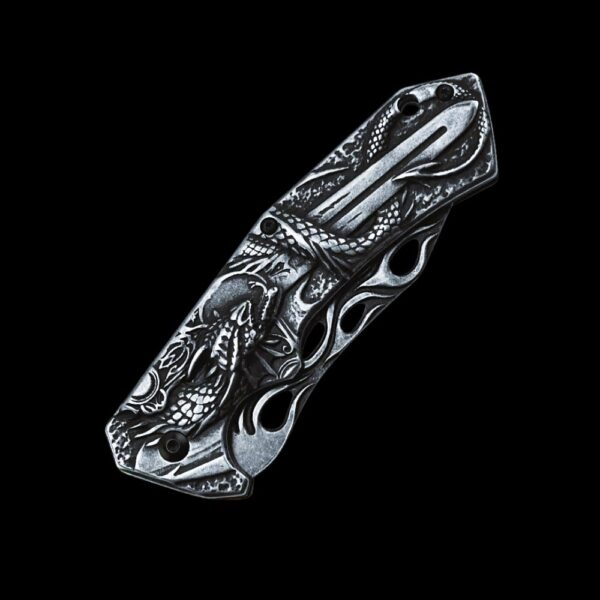 Couteau viking dragon pliable fermé en acier inoxydable, cadeau homme et femme