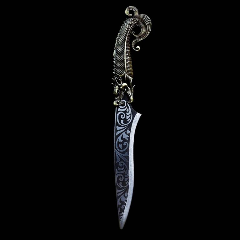 Couteau viking de Ragnar en acier et cuivre, cadeau cuisine homme pour fêtes