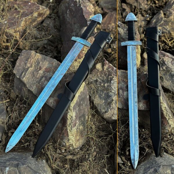 Épées vikings des braves forgé en acier carbone argent, cadeau homme pour noel, retraite, anniversaire