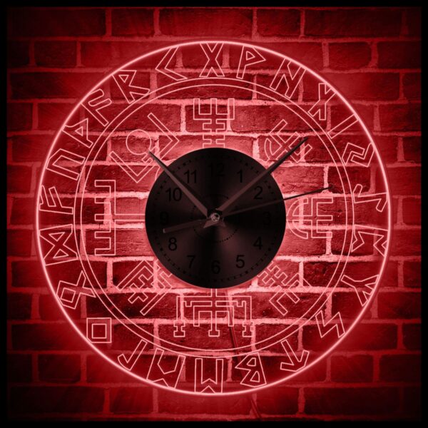 Horloge à led rune viking rouge, pendule cadeau de décoration maison pour fêtes