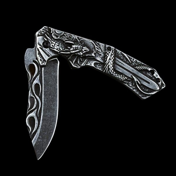 Lame couteau viking dragon pliable en acier inoxydable, cadeau activités extérieures homme et femme
