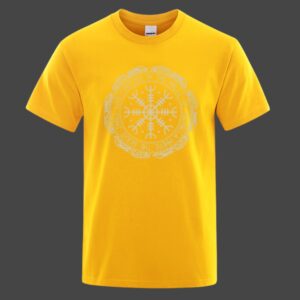 T-Shirt bouclier aegishjalmur jaune, cadeau homme et ados