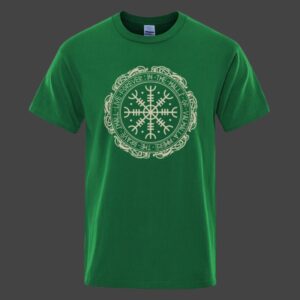 T-Shirt bouclier aegishjalmur vert, cadeau homme et ados