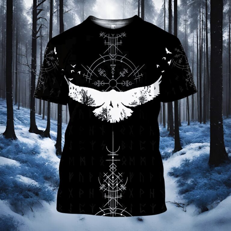 T-Shirt viking le guide Vegvisir noir, cadeau pour homme ou ados