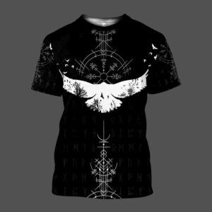 T-Shirt viking le guide Vegvisir noir, cadeau pour homme ou ados, toutes tailles