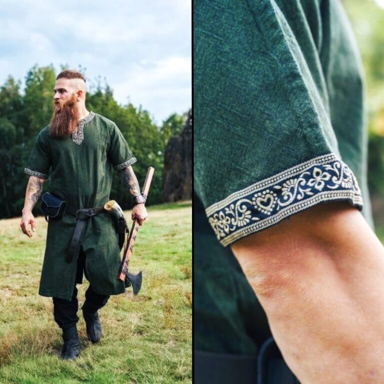 tunique celtique du guerrier Brennus en coton vert, cadeau vetement déguisement cosplay homme