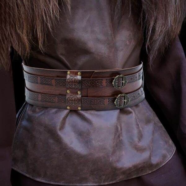 Ceinture guerrier celte en cuir et acier, cadeau cosplay déguisement homme femme
