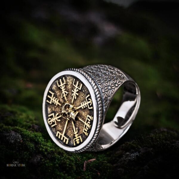 Bague viking Vegvisir en argent sterling 925, cadeau homme