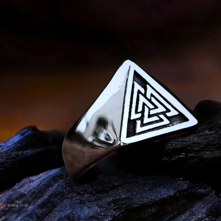 Bague viking Valknut du courage en acier, cadeau