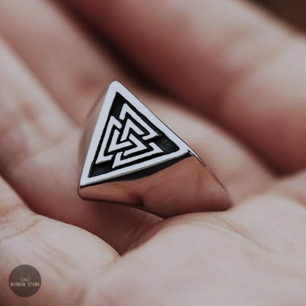 Bague viking Valknut du courage en acier, cadeau homme pour Noel et anniversaire