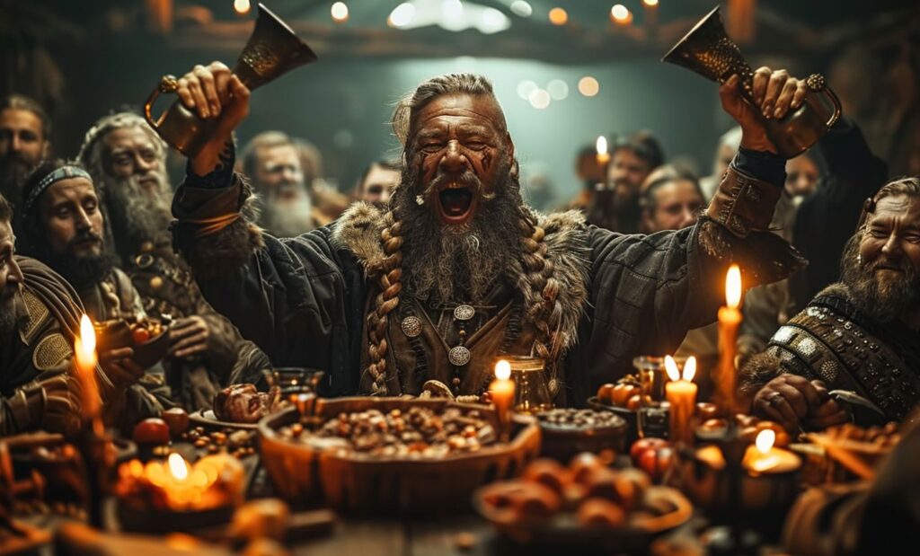 Banquet et fête viking dans la joie et l'allégresse