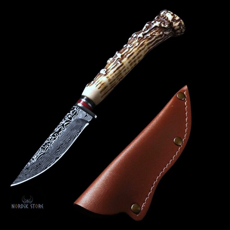 Couteau viking de Sigrid avec manche droit en acier inoxydable de Damas, cadeau de cuisine pour femme ou homme