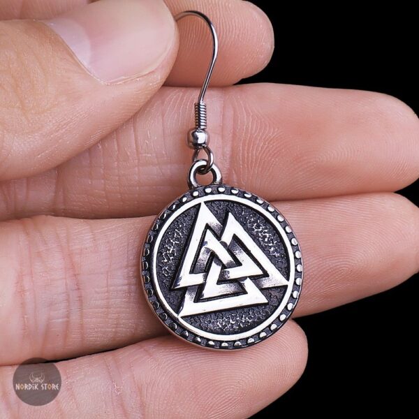 Boucles d’oreilles viking Valknut d’Odin, cadeau homme et femme pour Noel, anniversaire