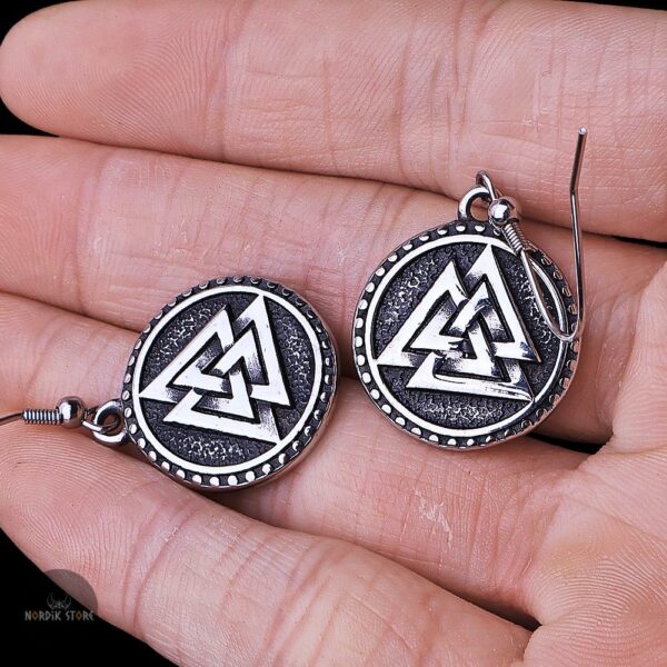 Boucles d’oreilles viking Valknut, cadeau homme et femme pour Noel, anniversaire