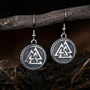 Boucles d’oreilles viking Valknut la magie d’Odin, cadeau homme et femme