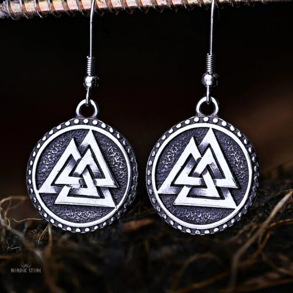 Boucles d’oreilles viking Valknut la magie d’Odin, cadeau homme et femme pour fêtes, anniversaire