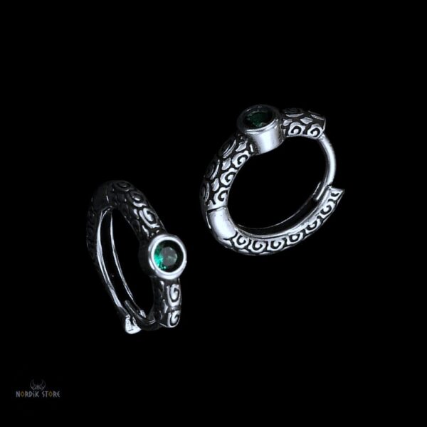 Boucles d'oreilles viking Freyja en argent 925 et zircon émeraude, cadeau pour les fêtes de Noël