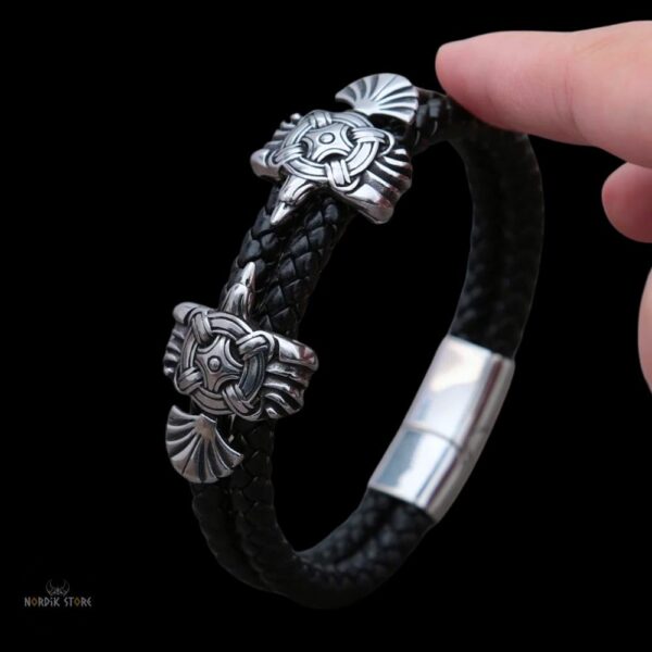 Bracelet viking Floki et les corbeaux d'Odin, cadeau homme et ados